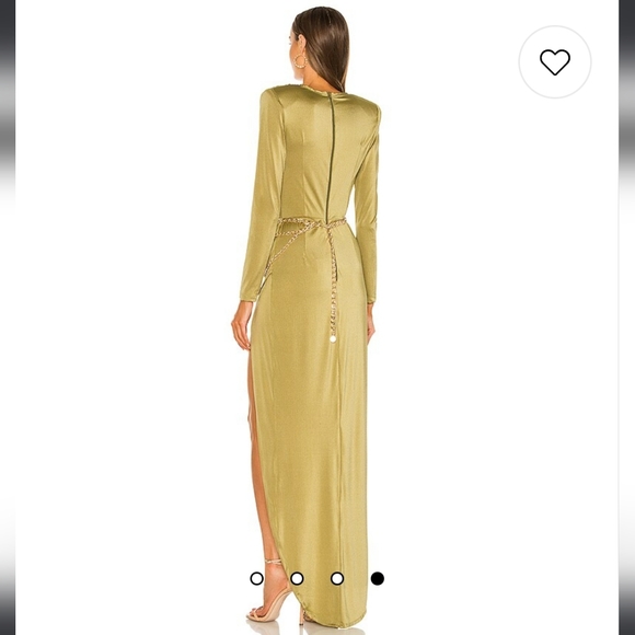 Bronx and Banco long sleeve super highleg slit maxi dress olive- large - Picture 4 of 8